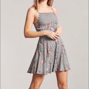 Floral Gingham Skater Mini Dress
